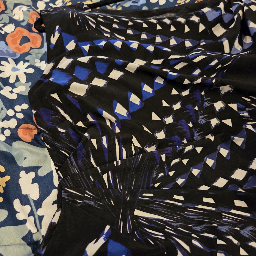 Armani Exchange Black and Blue Geometric Mini Dress - Picture 4 of 11